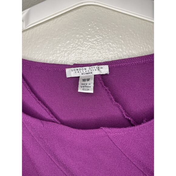 London Style Collection Purple Stripped Plus-size: 18W Color Block Dress - Picture 3 of 4